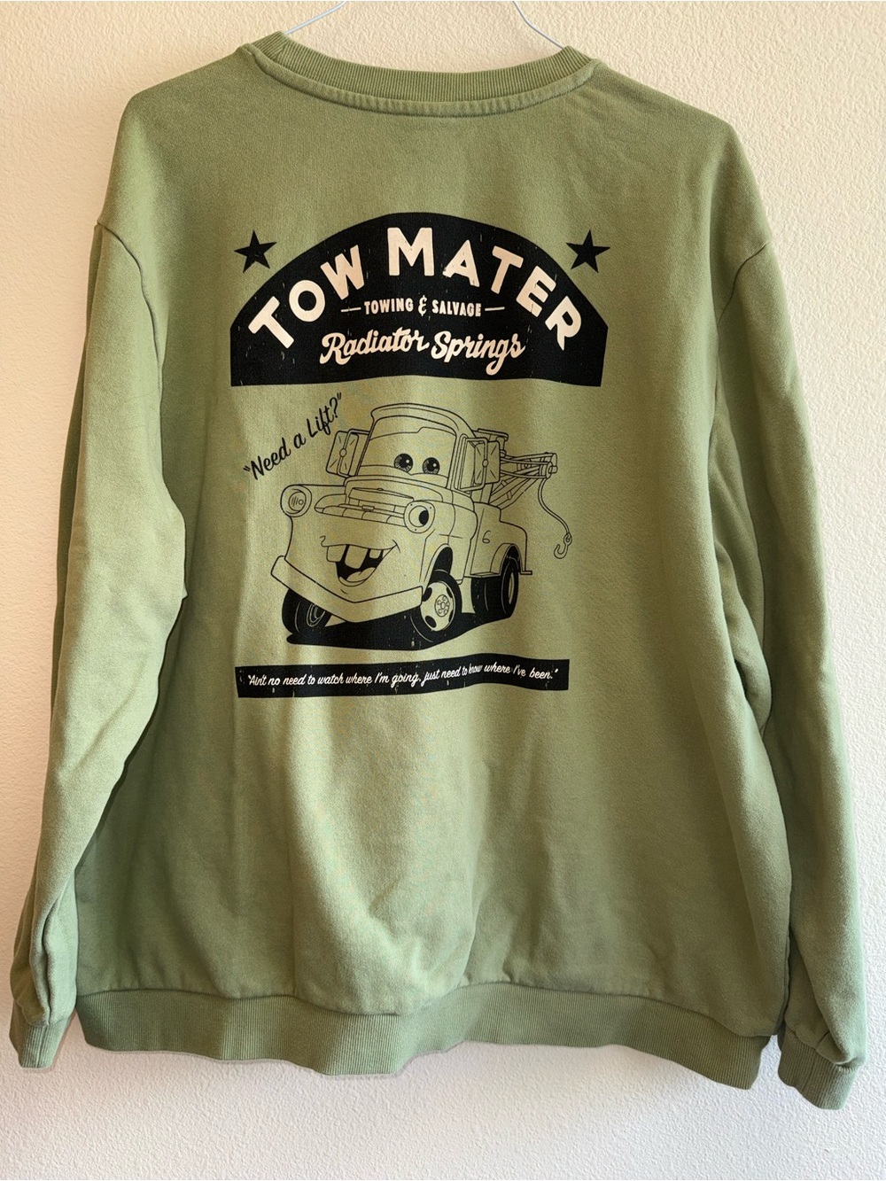 Official 2024 Disney Parks Pixar Tow Mater Radiator Springs Sweatshirt XXL